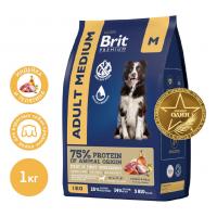 Brit Premium Dog Adult Medium (индейка, телятина) в зоомагазине Лепшы Сябар