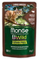 Monge BWild GF Cat Large Breed (буйвол, овощи), 85 г х 28 шт. в зоомагазине Лепшы Сябар