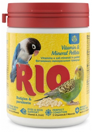 RIO Витаминно-минеральные гранулы для волнистых и средних попугаев, 120 г в зоомагазине Лепшы Сябар