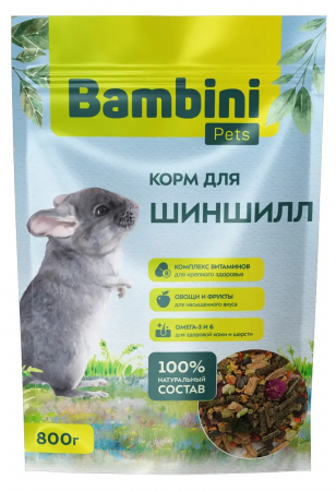 Корм Bambini Pets для шиншилл в зоомагазине Лепшы Сябар