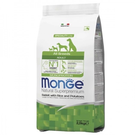 Monge Dog Speciality Monoprotein Adult All Breeds (кролик, рис) в зоомагазине Лепшы Сябар