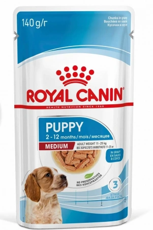 Royal Canin Medium Puppy (в соусе), 140 г х 10 шт в зоомагазине Лепшы Сябар