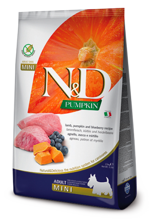 Farmina N&D GF Pumpkin Adult Mini (тыква, ягненок, черника) в зоомагазине Лепшы Сябар